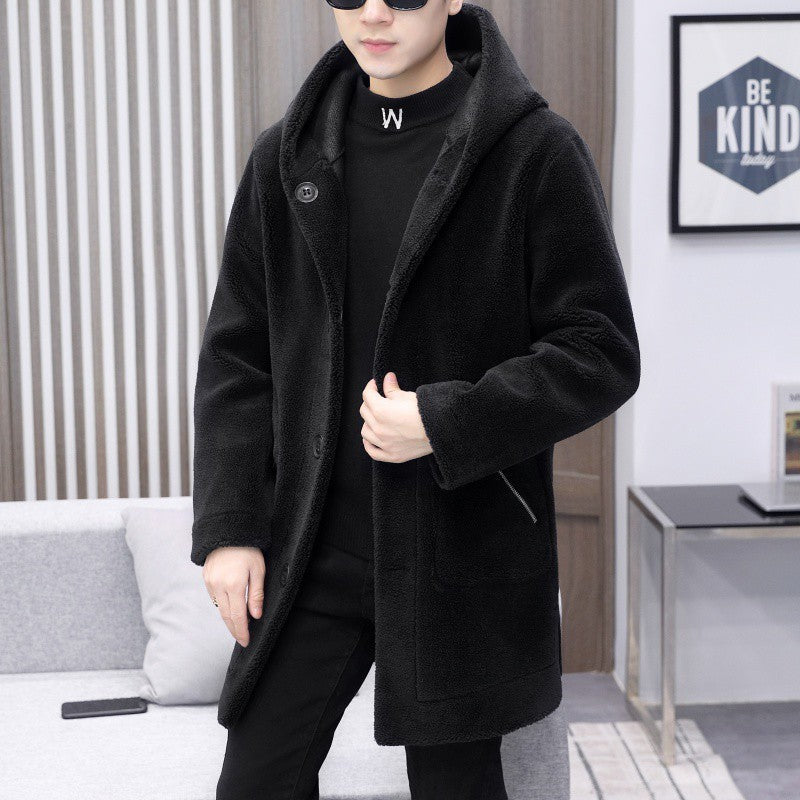 double-sided hooded fleece coat, view 6 - MRSLM
