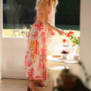 women's v-neck printed dress, view 4 - MRSLM