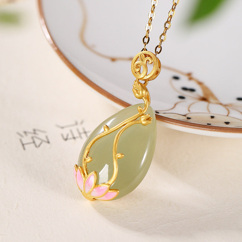 s925 silver jade pendant necklace, view 4 - MRSLM