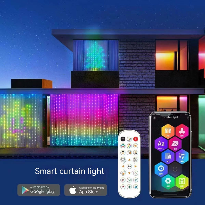 LED curtain string lights with remote - MRSLM