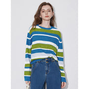 women's striped knitted sweater, view 3 - MRSLM
