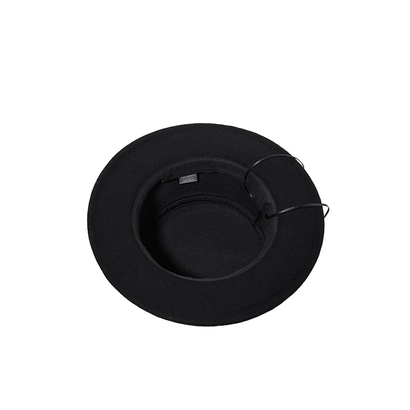 women's woolen flat top hat, view 7 - MRSLM