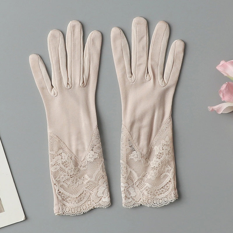 Women's lace silk gloves, view 8 - MRSLM