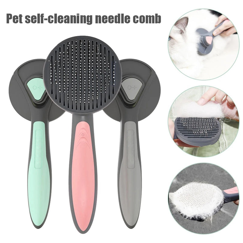 self-cleaning pet grooming brush for cats and dogs, view 8 - MRSLM