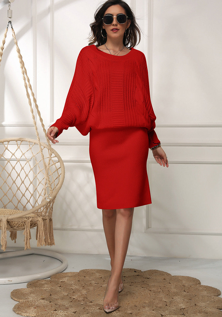 loose batwing sleeve sweater dress, view 7 - MRSLM
