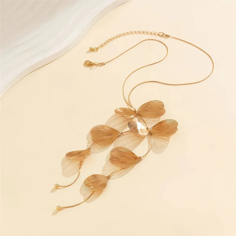 flower petal pendant choker necklace, view 4 - MRSLM