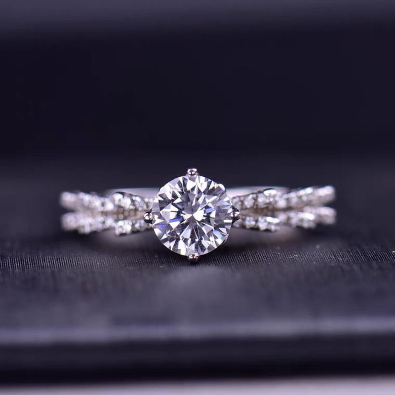 bow moissanite wedding ring, view 3 - MRSLM