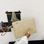 bohemian straw woven clutch, view 10 - MRSLM