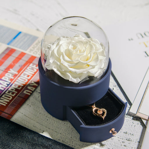 Preserved rose jewelry box with necklace - MRSLM