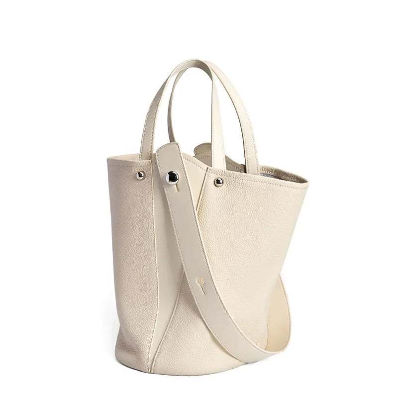 leather bucket shoulder bag, view 3 - MRSLM