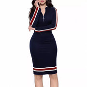 long sleeve zipper casual dress, view 5 - MRSLM