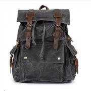 retro waxed canvas backpack, view 4 - MRSLM