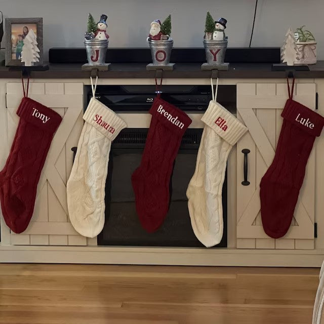 Cable knit Christmas stocking, view 3 - MRSLM