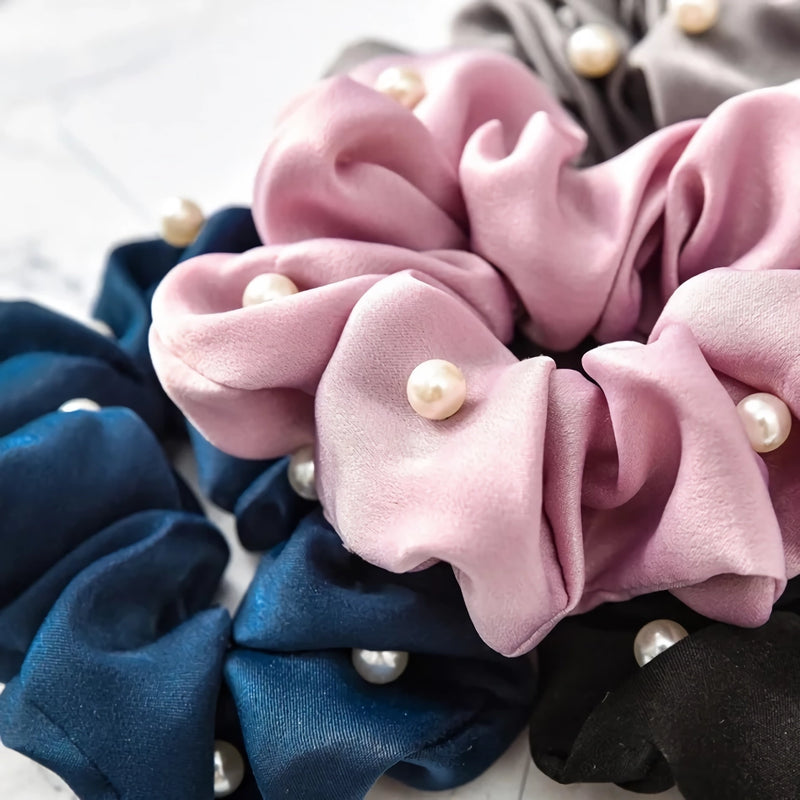 satin pearl scrunchies, view 10 - MRSLM