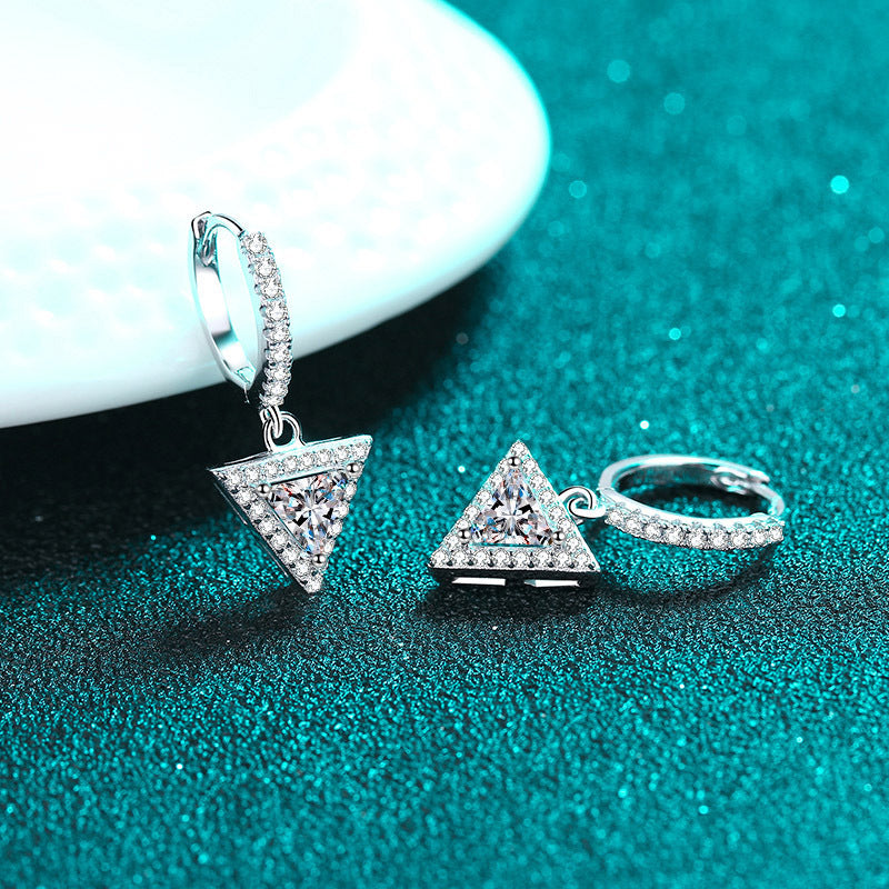 women's triangle zircon earrings, view 3 - MRSLM
