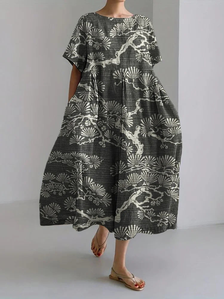 women's loose round neck printed dress, view 17 - MRSLM