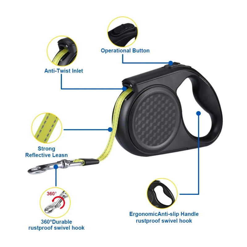 5 meter retractable dog leash, view 4 - MRSLM