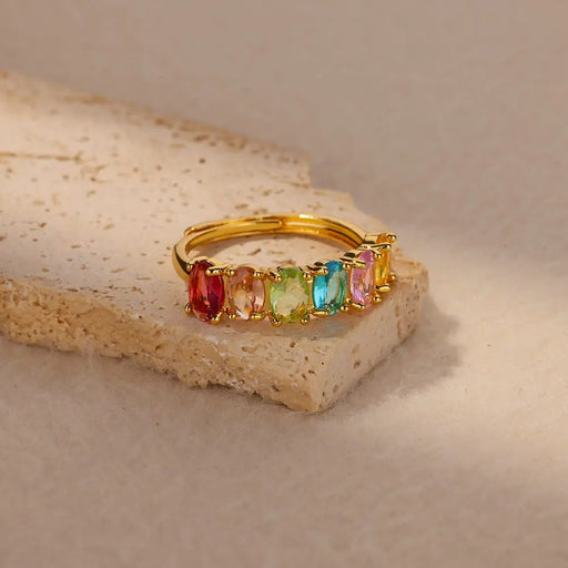 multicolor zircon gold color ring - MRSLM