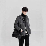 Men's gray tweed-look short coat - MRSLM