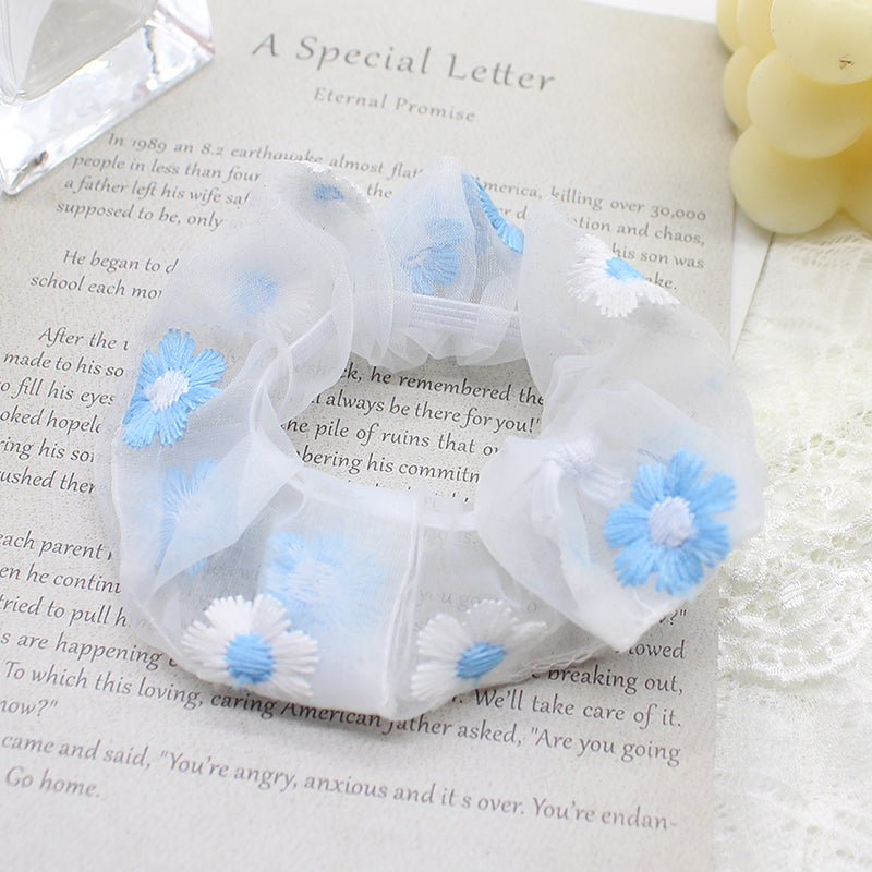 embroidery daisy elastic hair bands, view 3 - MRSLM