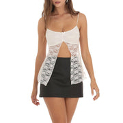 floral lace camisole top with bowknot - MRSLM
