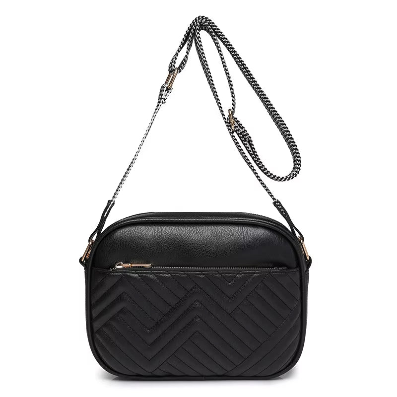 Quilted embroidered grid shoulder bag, view 9 - MRSLM