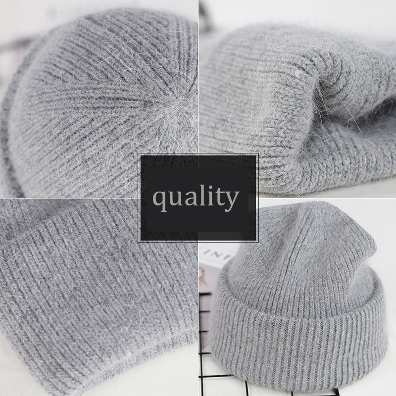 Unisex Real Rabbit Fur Knit Beanie for Men and Women