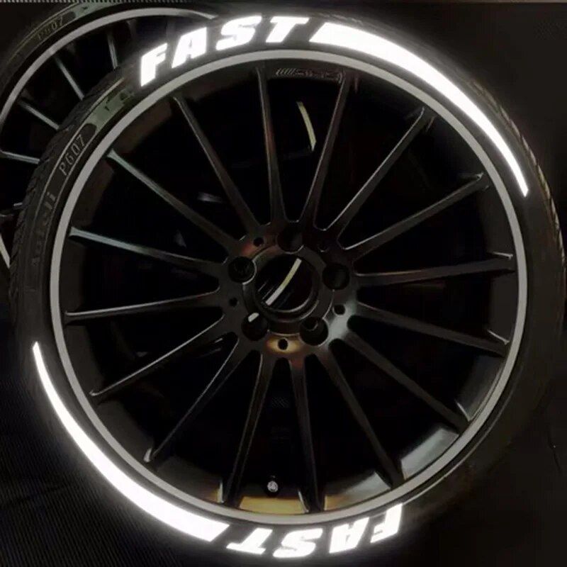 Reflective 3D tire lettering decals, view 7 - MRSLM