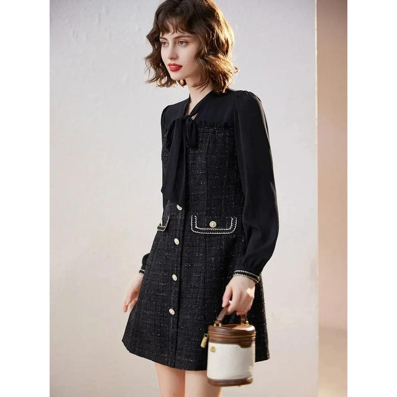 elegant bow lace-up a-line dress, view 5 - MRSLM