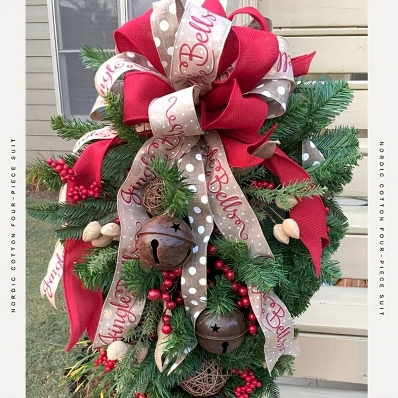Candy cane Christmas teardrop door swag, view 2 - MRSLM
