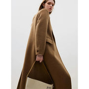 camel hair long woolen coat for women, view 4 - MRSLM