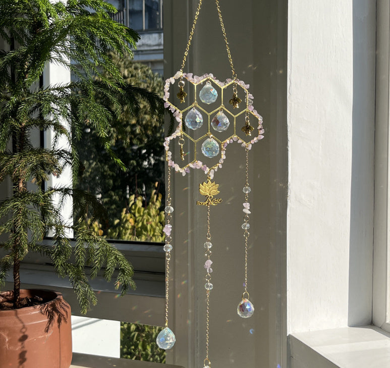 Beehive crystal sun catcher wind chime, view 3 - MRSLM