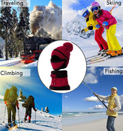 Women's 3-piece pom-pom beanie, mask and neck warmer set, view 3 - MRSLM