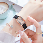 women's simple rectangular leather watch, view 14 - MRSLM
