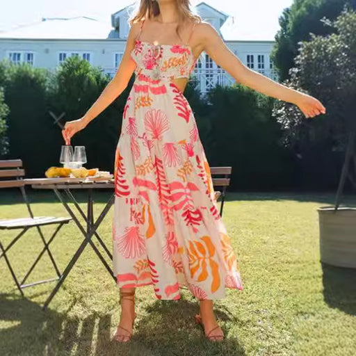 women's v-neck printed dress - MRSLM