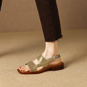 retro low heel leather sandals, view 5 - MRSLM