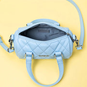 blue leather cylinder shoulder bag, view 9 - MRSLM