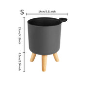 Modern self-watering planter with wooden stand, view 9 - MRSLM