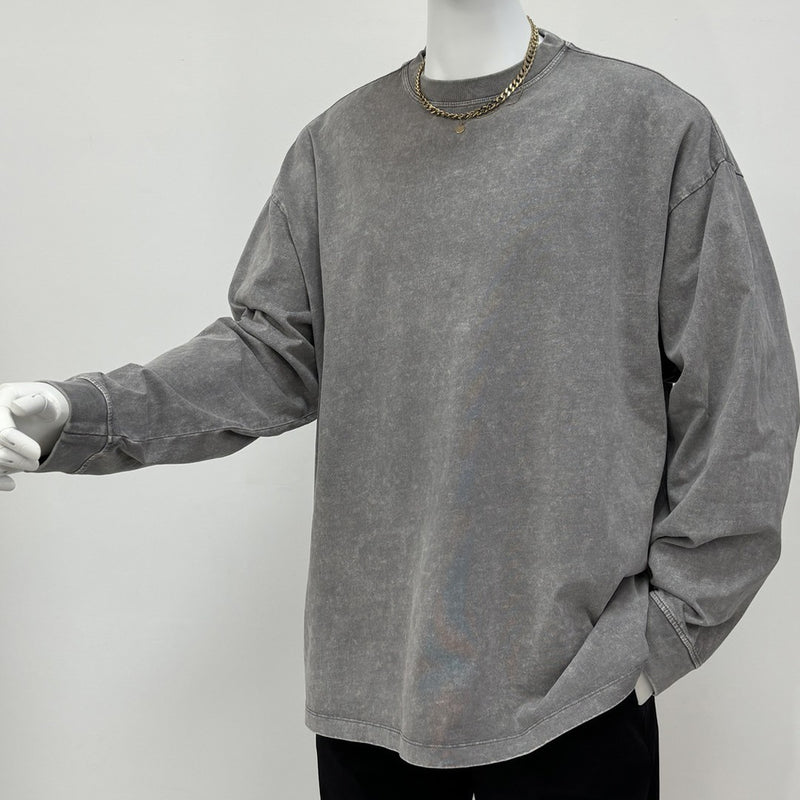 mens cotton long sleeve loose pullover - MRSLM