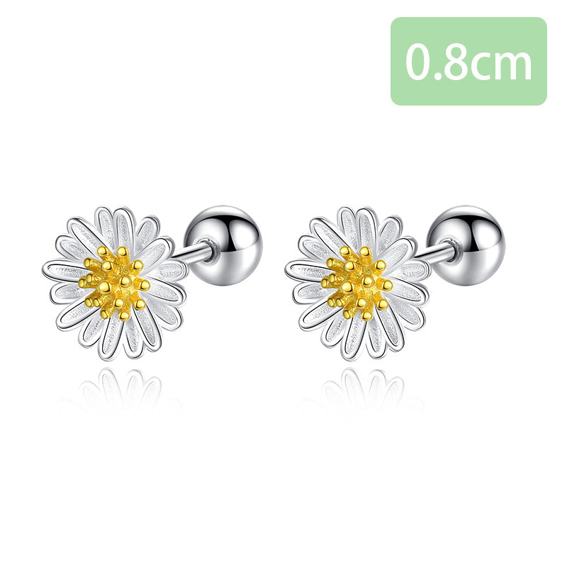 Sterling Silver Small Daisy Flower Stud Earrings