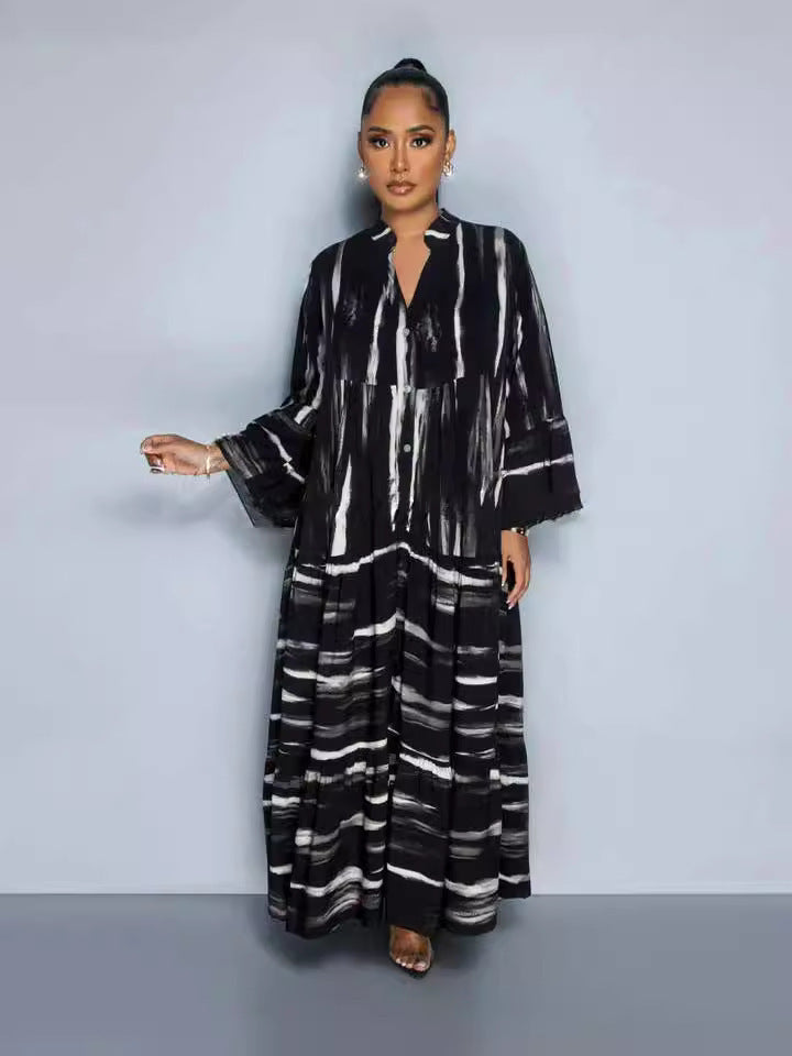 Women's loose printed summer dress, view 2 - MRSLM