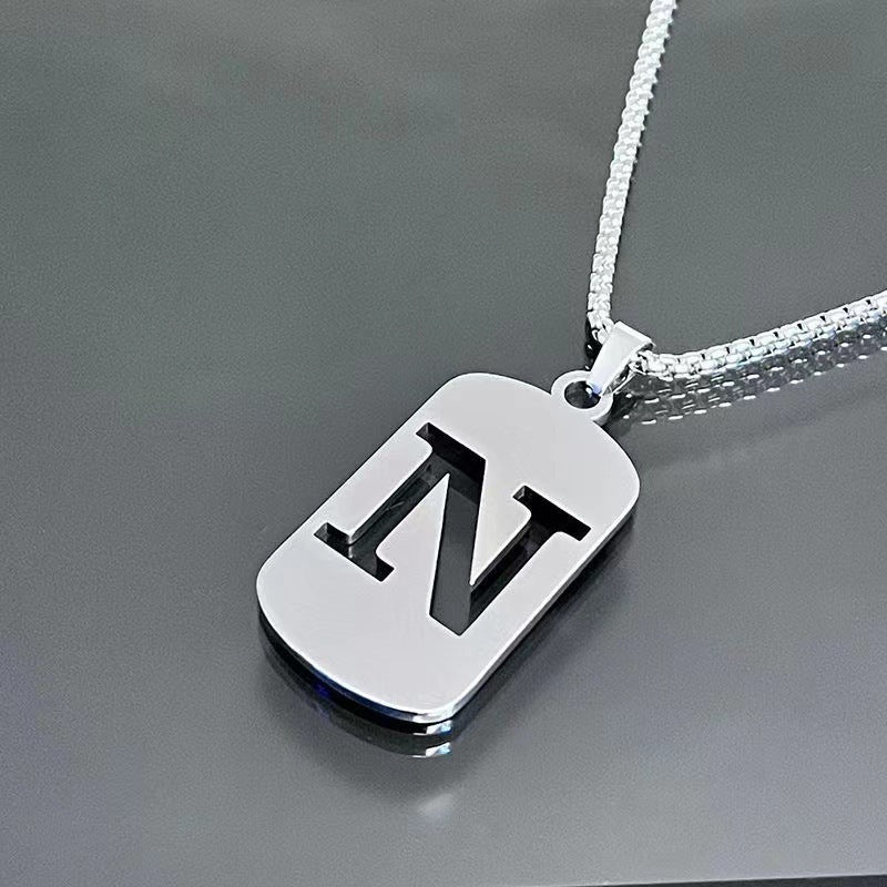 titanium steel letter necklace, view 17 - MRSLM