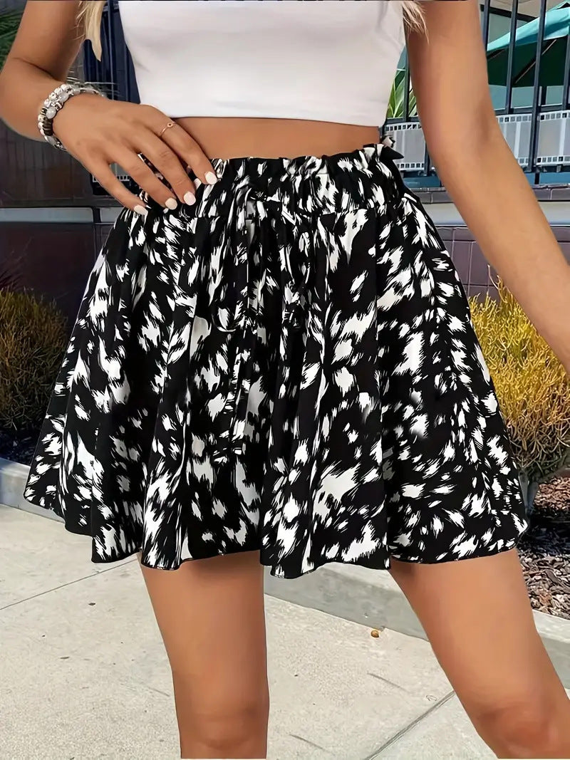 Printed elastic-waist summer shorts for women, view 7 - MRSLM