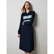 polo collar striped casual dress, view 4 - MRSLM