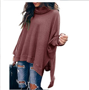women's high collar irregular hem sweater, view 10 - MRSLM