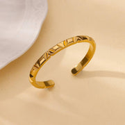 handmade gold-tone geometric cuff bracelet, view 4 - MRSLM