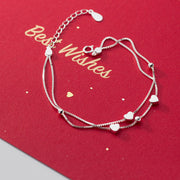 double layer small heart silver bracelet, view 4 - MRSLM