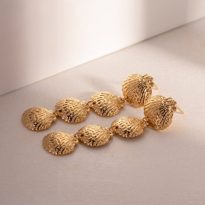 gold plated shell earrings, view 7 - MRSLM