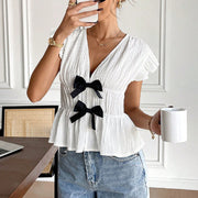 women's bow shirt with ruffled sleeves - MRSLM