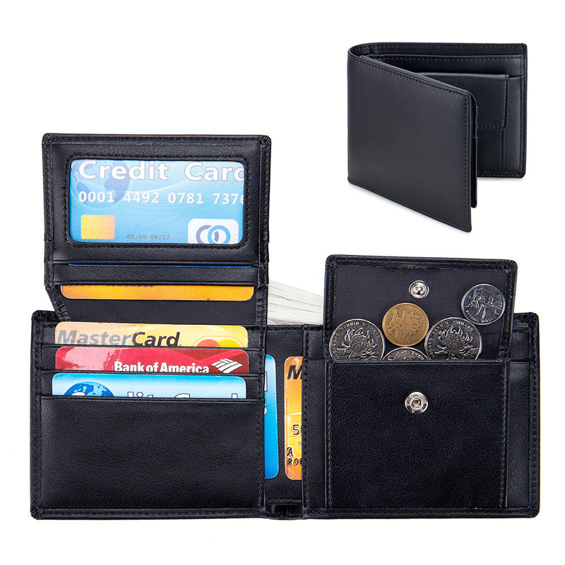 men's short trifold leather wallet, view 7 - MRSLM
